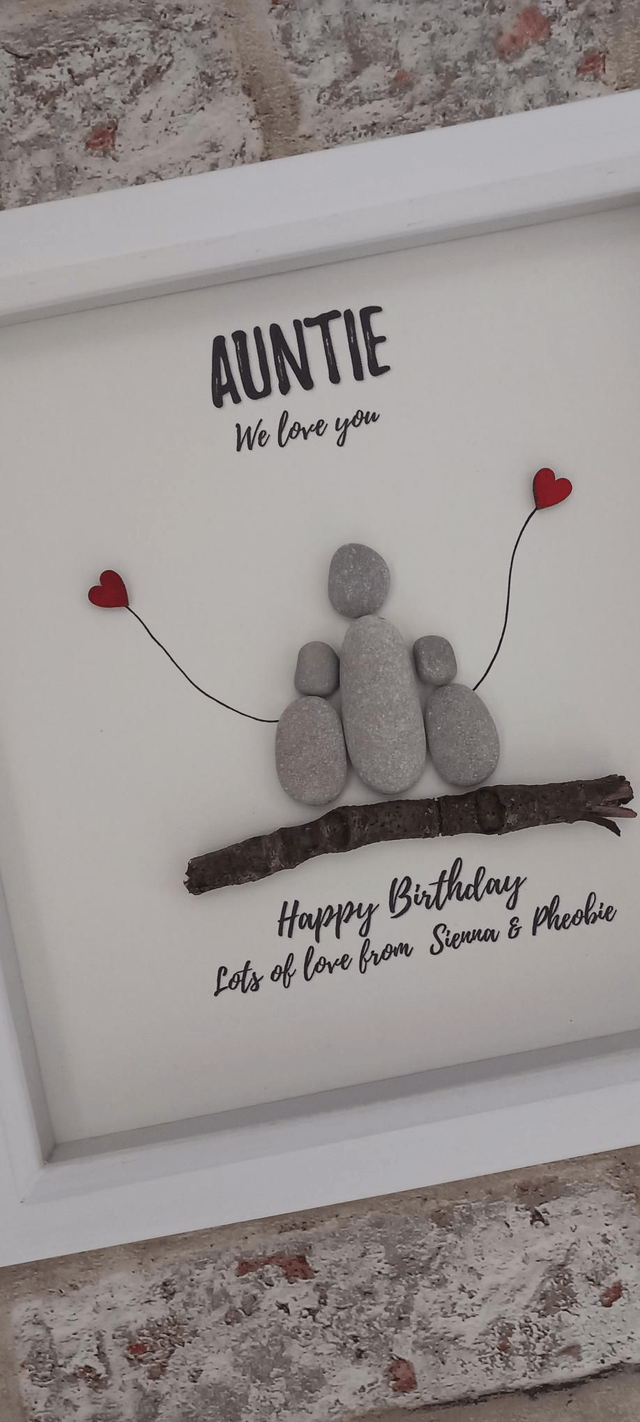Personalised Pebble Art Gift for Auntie's Birthday - From Nieces & Nephews"