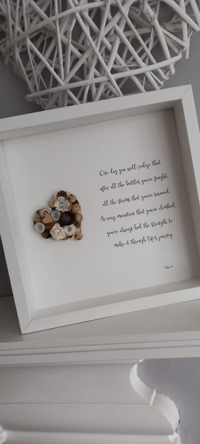 Handmade Motivational Gift with Button Heart – Unique Inspirational Present for Friends
