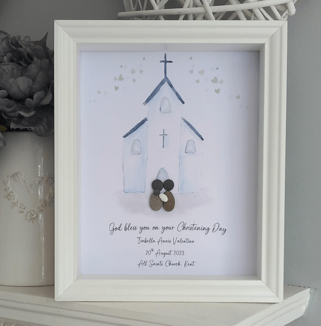 Christening Gift | Personalised Christening Church Pebble People | Baptism Gift