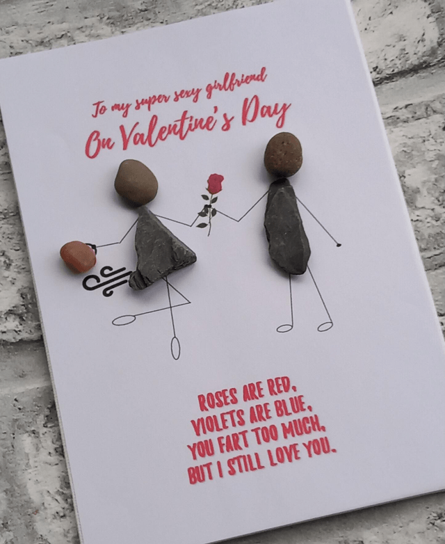 Roses Are Red Funny Fart Valentine Pebble Picture For Girlfriend, Boyfriend, Husband, Wife, 