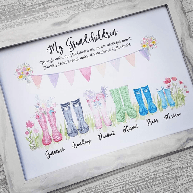 Welly print and A4 frame | Family wellington boot print