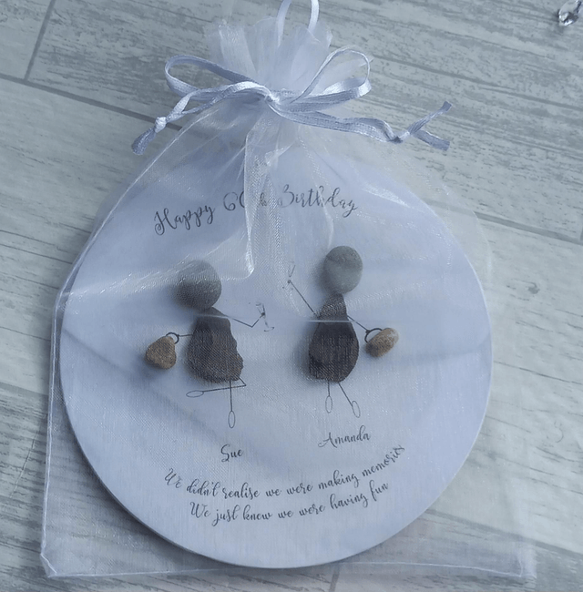 Personalised Handmade Pebble Plaque for 18th, 21st, 40th, 50th, 60th Birthday - Custom Names & Message 