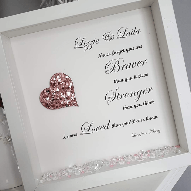 Braver, stronger, loved personalised heart frame | Motivation, affirmation, positivity gift | Gift for her  (1)