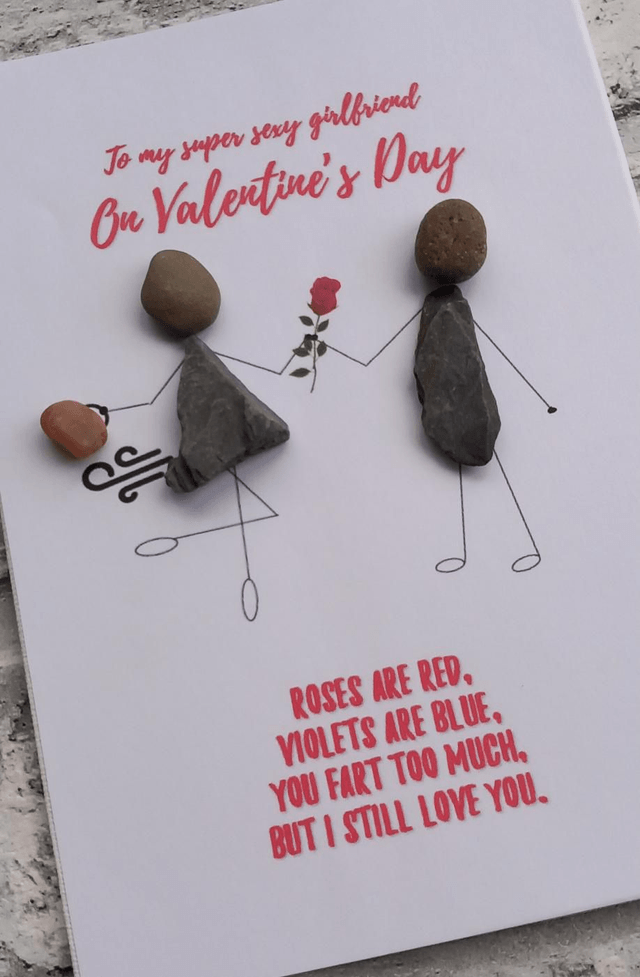 Roses Are Red Funny Fart Valentine Pebble Picture For Girlfriend, Boyfriend, Husband, Wife, 