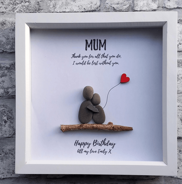Personalised Pebble Picture for Mum, Mummy, or Nan - Ideal Mother's Day, Birthday, or Christmas Gift - Thanks for all that you do 
