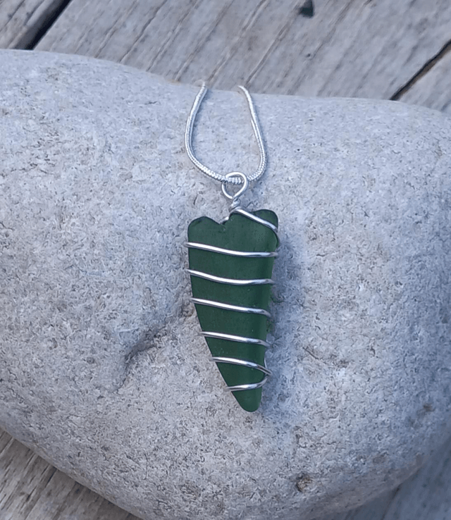 Green sea glass pendant 