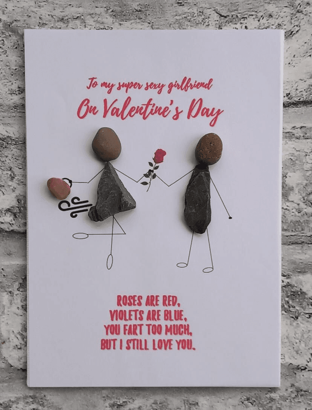 Roses Are Red Funny Fart Valentine Pebble Picture For Girlfriend, Boyfriend, Husband, Wife, 