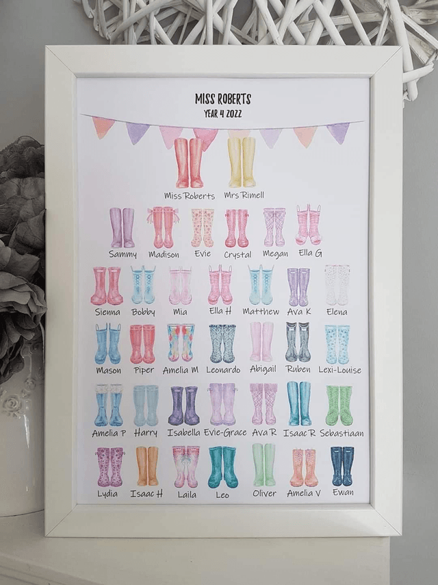 Class wellington boot print | Personalised teacher gift 