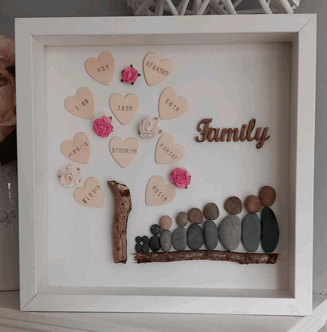 Family tree with pebble family personalised gift 