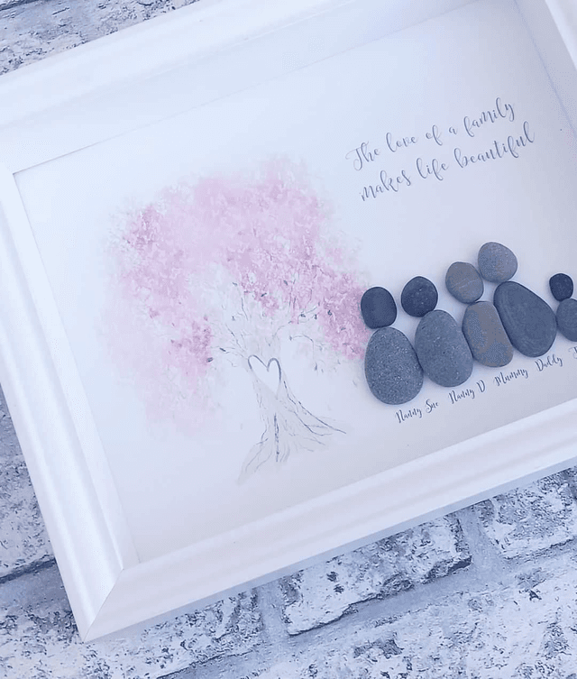 Blossom tree family pebble picture 