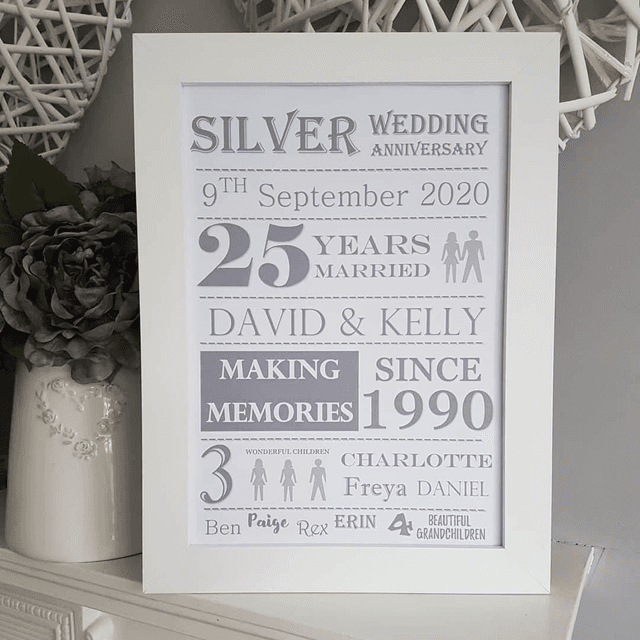 Wedding anniversary personalised A4 print and frame 