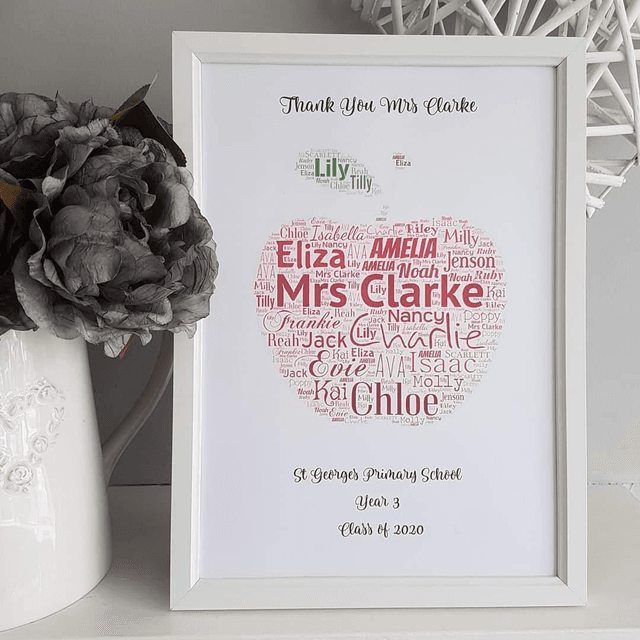 Thank you teacher | Class apple A4 print &amp; frame 