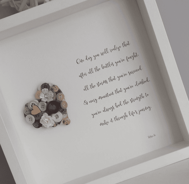 Handmade Motivational Gift with Button Heart – Unique Inspirational Present for Friends