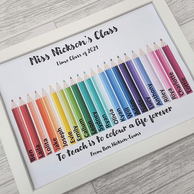 Thank you teacher gifts | Class pencil print &amp; A4 frame 