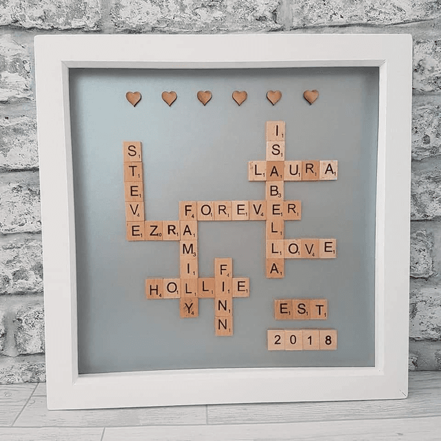Scrabble frame grey background large 30xm x 30cm 