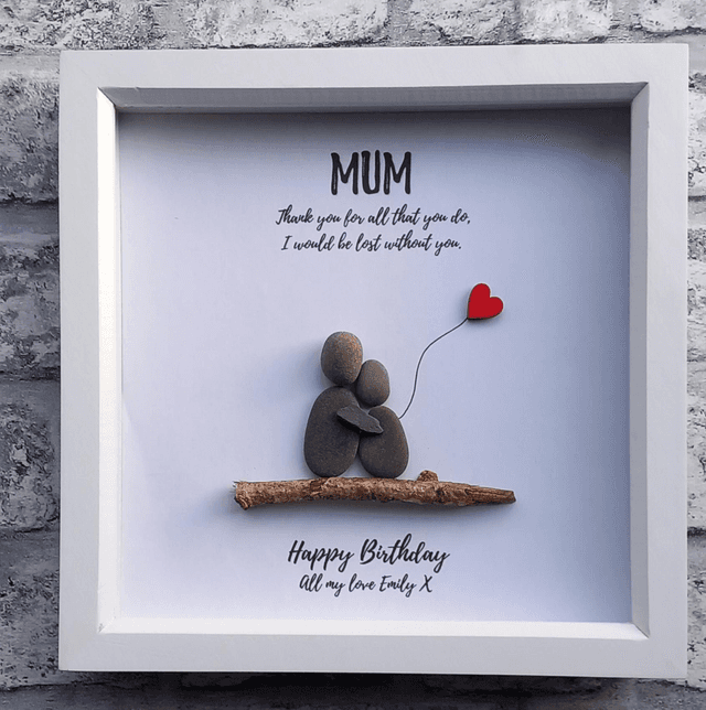 Personalised Pebble Picture for Mum, Mummy, or Nan - Ideal Mother&#039;s Day, Birthday, or Christmas Gift - Thanks for all that you do 