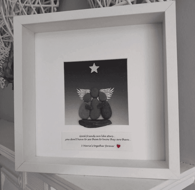 Personalised Pebble Art Angel Design - Sympathy Bereavement Condolence Gift - Handmade Memorial Keepsake