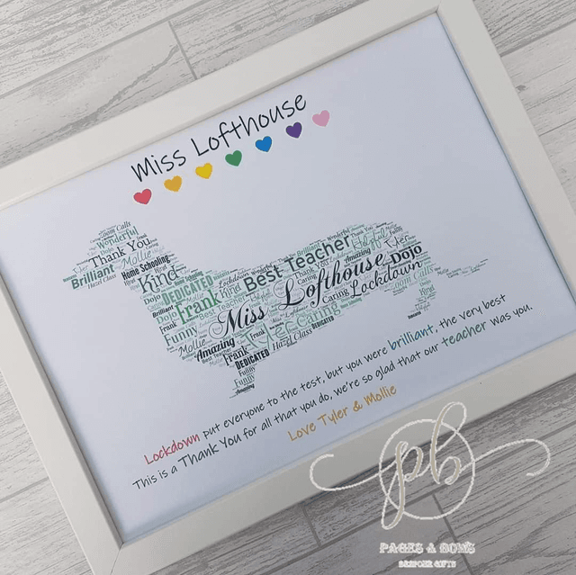 Choose your own design | Thank you teacher personalised print &amp; frame 