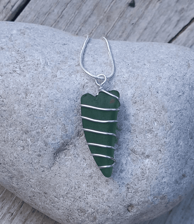 Green sea glass pendant 