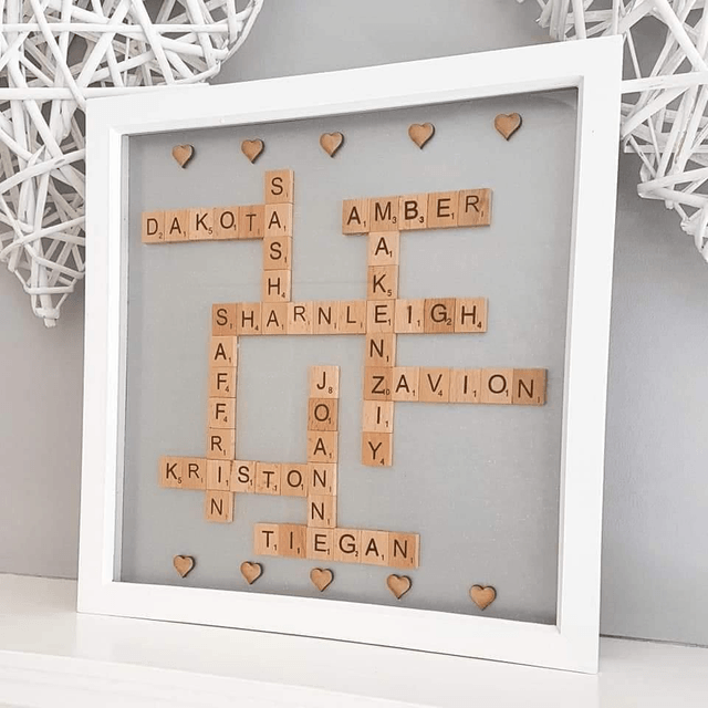 Scrabble frame grey background large 30xm x 30cm