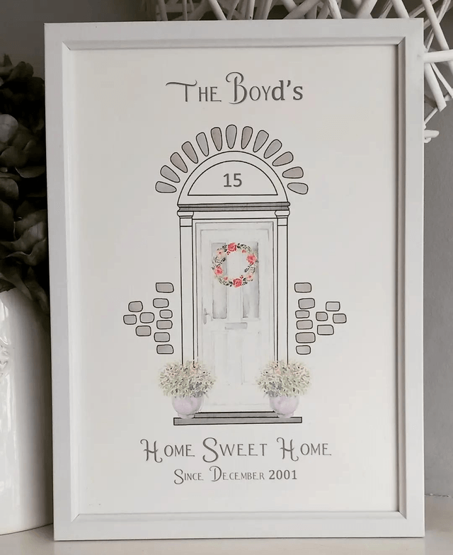 Personalised front door print & frame | Home sweet home | New home gift