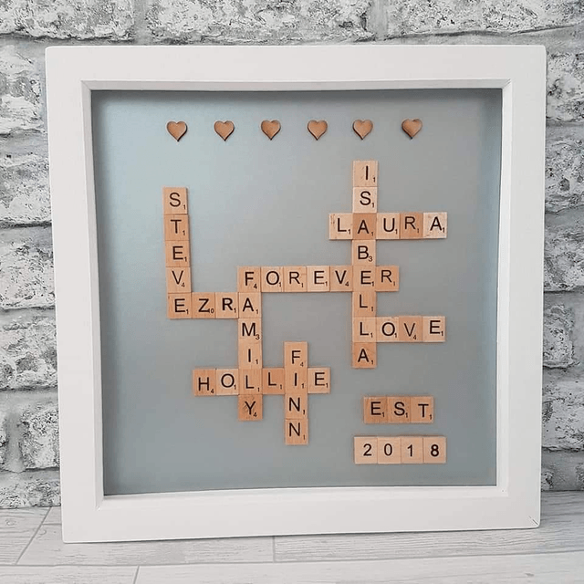 Scrabble frame grey background large 30xm x 30cm